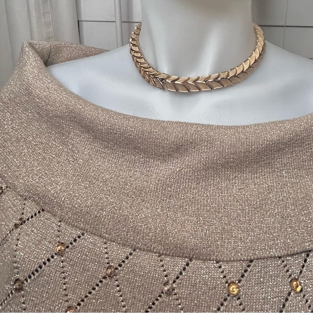 Vintage Trifari Gold Tone Choker Necklace Link Chain 16 inch Signed